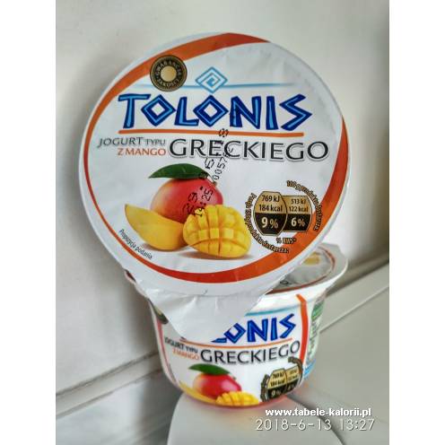 Jogurt typu greckiego z mango - Tolonis - kalorie..